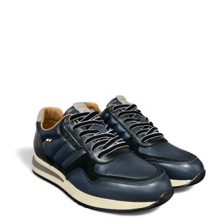 Ανδρικά Sneakers 13128-7128AM-TEMPLE Δέρμα Μπλέ Ambitious