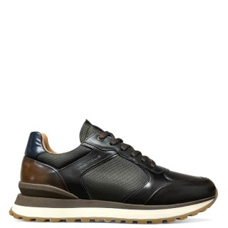 Ανδρικά Sneakers 13140-5913AM-PARK Δέρμα-Ύφασμα Καφέ-Χακί Ambitious