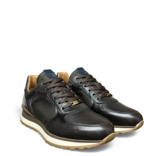 Ανδρικά Sneakers 13140-5913AM-PARK Δέρμα-Ύφασμα Καφέ-Χακί Ambitious