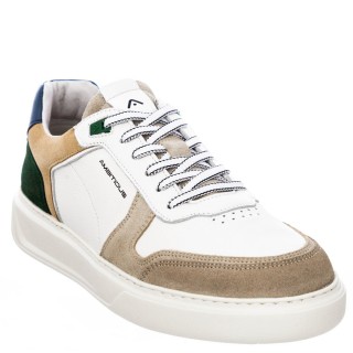 Ανδρικά Sneakers 13449-11201AM-KIT Δέρμα-Δέρμα Καστόρι Λευκό Ambitious