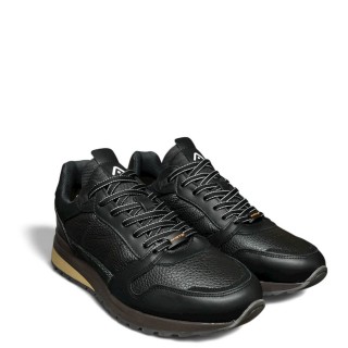 Ανδρικά Sneakers 14023-4848AM-TEDDY Δέρμα Μαύρο AMBITIOUS