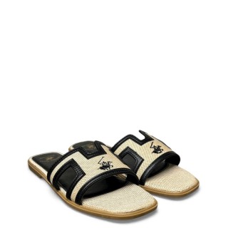 Γυναικείες Παντόφλες BHW619005-MINA CVS Ύφασμα Μαύρο BEVERLY HILLS POLO CLUB