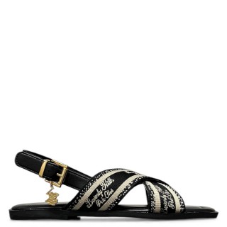 Γυναικεία Πέδιλα BHW619235-0003-PALM MIX Ύφασμα Μαύρο BEVERLY HILLS POLO CLUB