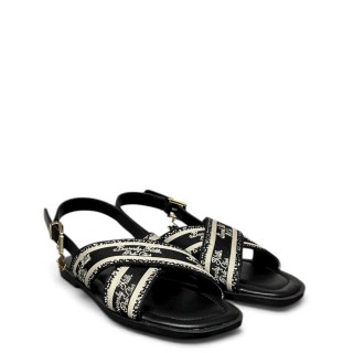 Γυναικεία Πέδιλα BHW619235-0003-PALM MIX Ύφασμα Μαύρο BEVERLY HILLS POLO CLUB