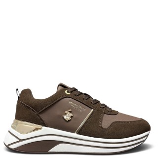 Γυναικεία Sneakers BHW627202-0012-KAIA MIX Eco-Leather-Eco-Suede Καφέ BEVERLY HILLS POLO CLUB