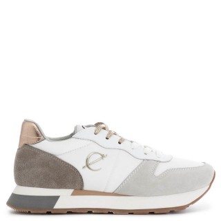Γυναικεία Sneakers DB6001 Δέρμα Καστόρι Λευκό-Μπεζ CAFENOIR