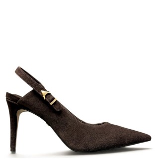 Γυναικείες Γόβες 195208-CAB09-SUEDE Δέρμα Καστόρι Σκούρο Καφέ CARRANO
