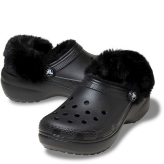 Γυναικεία Mules 212854-001-Classic Platfrom Fuzz Lined Clog Croslite Μαύρο CROCS