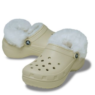 Γυναικεία Mules 212854-2Y2-Classic Platfrom Fuzz Lined Clog Croslite Μπεζ CROCS