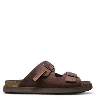 Ανδρικές Σαγιονάρες & Παντόφλες DFSH407001-CHOC-VIBE SANDALS BUCKLE Δέρμα Καστόρι Καφέ D.FRANKLIN
