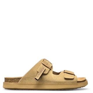 Ανδρικές Σαγιονάρες & Παντόφλες DFSH407001-SAND-VIBE SANDALS BUCKLE Δέρμα Καστόρι Μπεζ D.FRANKLIN