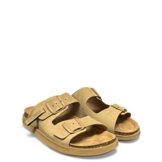 Ανδρικές Σαγιονάρες & Παντόφλες DFSH407001-SAND-VIBE SANDALS BUCKLE Δέρμα Καστόρι Μπεζ D.FRANKLIN