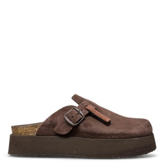Γυναικεία Mules DFSH414005-CHOC-VIBE SANDALS CLOG Δέρμα Καστόρι Καφέ D.FRANKLIN