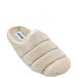 Γυναικείες Χειμερινές Παντόφλες 101-24 Γούνα Μπεζ DICAS