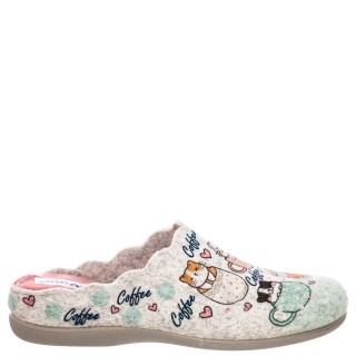 Γυναικείες Χειμερινές Παντόφλες W23-383 Ύφασμα Off White DICAS