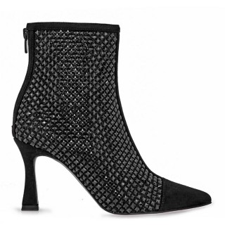 Γυναικεία Μποτάκια V37002224A93 Στράς-Καστόρι Μαύρο EXE