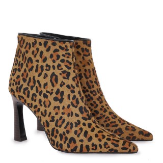 Γυναικεία Μποτάκια V37009095869 Δέρμα Pony Skin Λεοπάρ EXE