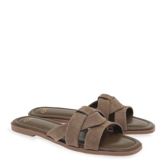 Γυναικείες Παντόφλες W4700158164Y Δέρμα Καστόρι Olive EXE
