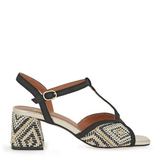 Γυναικεία Πέδιλα W47004053B22 Eco-Suede-Πλεκτό Ύφασμα Μαύρο-Χρυσό EXE