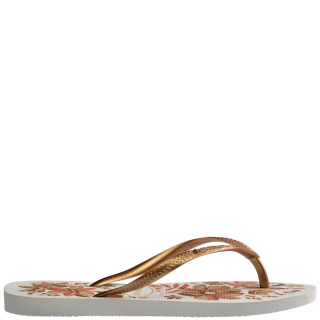 Γυναικείες Παντόφλες 4132823-1711-H. SLIM ORGANIC Σιλικόνη Λευκό-Χρυσό HAVAIANAS