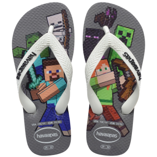  4145125-1077-HAV. KIDS MINECRAFT Σιλικόνη Λευκό-Γκρι HAVAIANAS