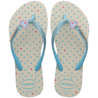  4146976-0121-KIDS SLIM GLITTER TRENDY Σιλικόνη-Glitter Μπεζ-Γαλάζιο HAVAIANAS