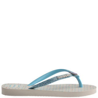  4146976-0121-KIDS SLIM GLITTER TRENDY Σιλικόνη-Glitter Μπεζ-Γαλάζιο HAVAIANAS