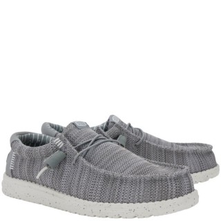 Ανδρικά Casual Παπούτσια 41898-030-WALLY STRETCH SOX Ύφασμα Γκρι HEY DUDE