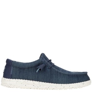 Ανδρικά Casual Παπούτσια 41898-410-WALLY STRETCH SOX Ύφασμα Μπλέ HEY DUDE