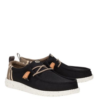 Ανδρικά Casual Παπούτσια 43086-02M-WALLY CRAFT LINEN Ύφασμα Μαύρο HEY DUDE