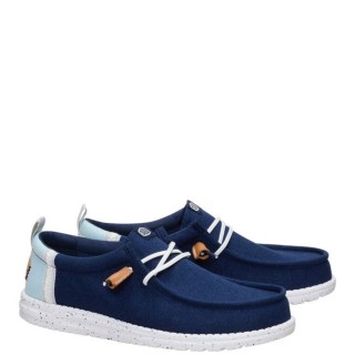 Ανδρικά Casual Παπούτσια 43086-4UX-WALLY CRAFT LINEN Ύφασμα Μπλέ HEY DUDE