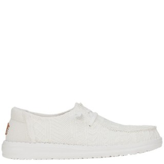 Γυναικεία Μοκασίνια & Loafers 43112-100-WENDY CROCHET LACE Ύφασμα-Δαντέλα Λευκό HEY DUDE