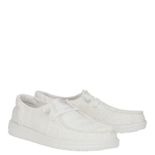 Γυναικεία Μοκασίνια & Loafers 43112-100-WENDY CROCHET LACE Ύφασμα-Δαντέλα Λευκό HEY DUDE