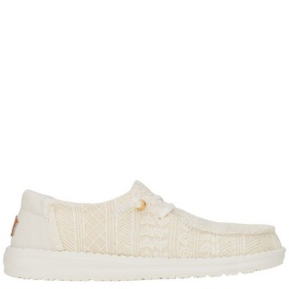 Γυναικεία Μοκασίνια & Loafers 43112-19B-WENDY CROCHET LACE Ύφασμα-Δαντέλα Λευκό-Χρυσό HEY DUDE