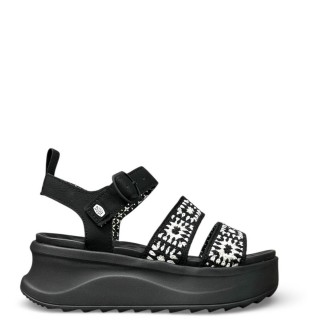 Γυναικείες Πλατφόρμες 43200-066-DELRAY BUCKLE COTTAGE CROCHET Δέρμα-Δαντέλα Μαύρο HEY DUDE