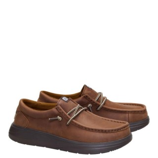 Ανδρικά Casual Παπούτσια 45412-2LU-WALLY Δέρμα Ταμπά HEY DUDE