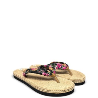 Γυναικείες Παντόφλες 62088 Ύφασμα Μαύρο HOT SAND