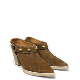 Γυναικεία Mules TATY-106 Δέρμα Καστόρι Καφέ IRIS