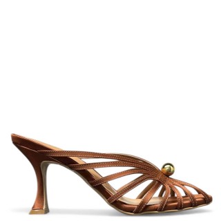 Γυναικεία Mules ZARIN Σατέν Καφέ IRIS