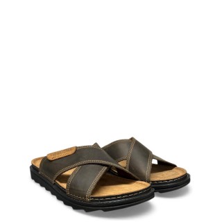 Ανδρικές Σαγιονάρες & Παντόφλες 102268861-ASHER Δέρμα Καφέ LUMBERJACK