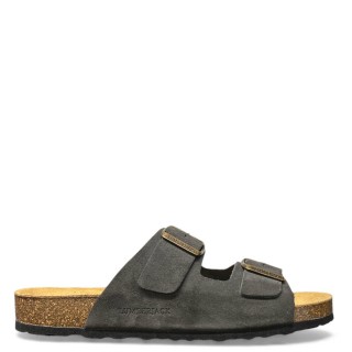 Ανδρικές Σαγιονάρες & Παντόφλες 102268884-FLINT Δέρμα Καστόρι Ανθρακί LUMBERJACK