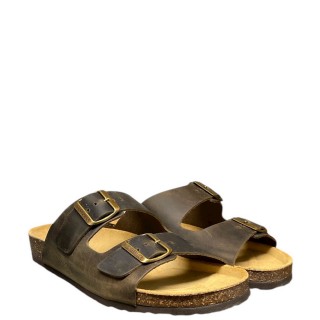 Ανδρικές Σαγιονάρες & Παντόφλες SMD9206-001-D05-FLINT Δέρμα Καφέ LUMBERJACK