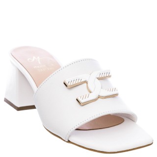 Γυναικεία Mules 2490/5 Δέρμα Λευκό Mariella Fabiani