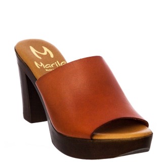 Γυναικεία Mules 748-24005 Δέρμα Ταμπά MARILA