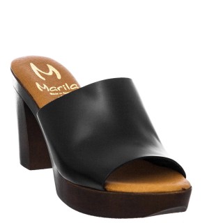 Γυναικεία Mules 748-24005 Δέρμα Μαύρο MARILA
