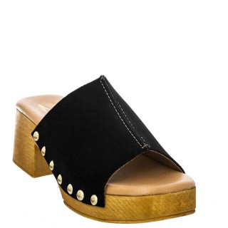 Γυναικεία Mules 748-24092 Δέρμα Καστόρι Μαύρο MARILA