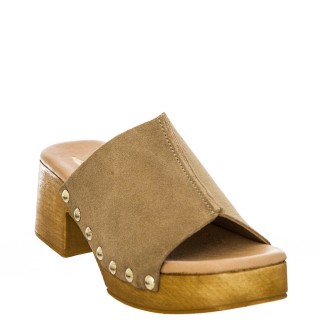 Γυναικεία Mules 748-24092 Δέρμα Καστόρι Μπεζ MARILA