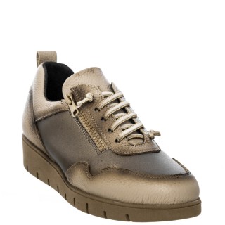 Γυναικεία Sneakers 748-24507 Δέρμα Μπεζ-Μπρονζέ MARILA