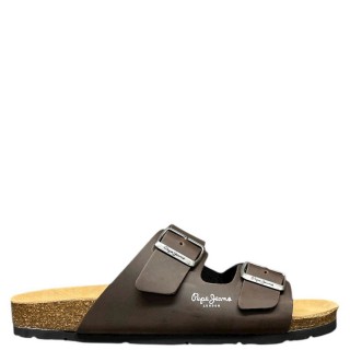 Ανδρικές Σαγιονάρες & Παντόφλες PMS90108-878 Eco-Leather Καφέ PEPE JEANS