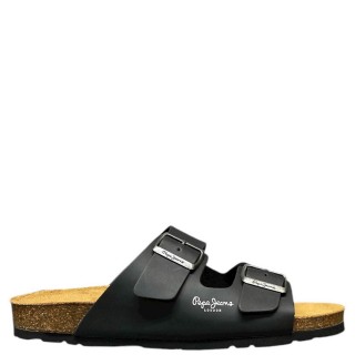 Ανδρικές Σαγιονάρες & Παντόφλες PMS90108-999 Eco-Leather Μαύρο PEPE JEANS